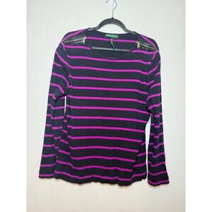 Lauren Ralph Lauren Women’s Plus 2X Black and Purple striped with zip shoulders
